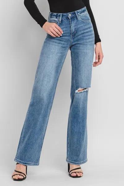 Risen 90's Vintage Flare High Rise Jeans In Medium Wash In Multi