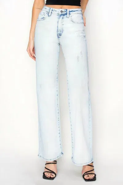 Risen Acid Light High Rise Wide Leg Jeans In Denim