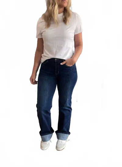 Risen Adrian High Waist Wide Leg Jeans In Dark Indigo Blue Wash