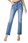 Risen Ain't No Doubt Mid Rise Straight Jeans In Medium In Blue