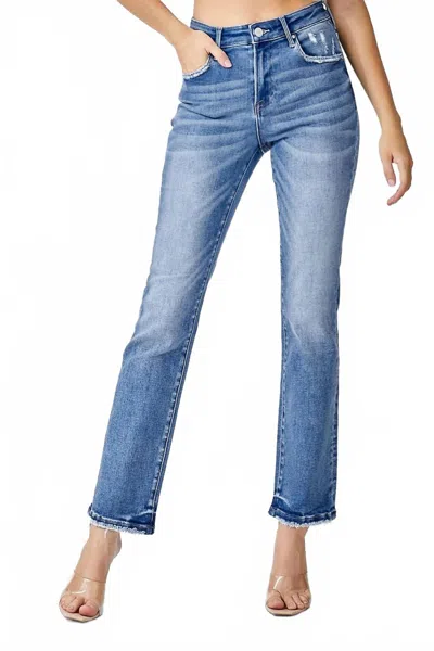 Risen Ain't No Doubt Mid Rise Straight Jeans In Medium In Blue