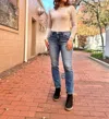 Risen Alder Mid Rise Ankle Straight Jeans In Blue In Blue