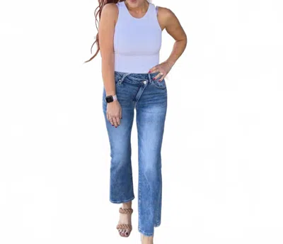 Risen Alessia Crossover Straight Leg Jeans In Blue