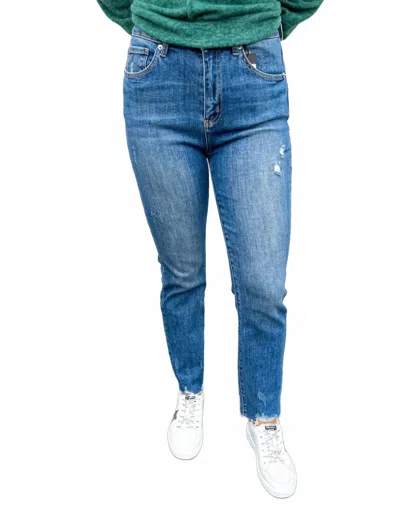 Risen All Kinds Of Nonsense High Rise Straight Leg Jeans In Medium In Blue