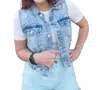 Risen All The Vibes Denim Vest In Blue In Blue