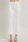 Risen Patch Pocket Flare Jeans In Cream In White