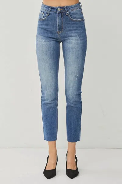Risen Annie High Rise Relaxed Skinny Jeans In Medium Blue