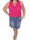 Risen Another Day In Paradise Denim Skirt In Medium Vintage Wash In Multi