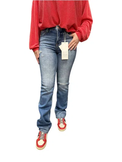 Risen Ava Hr Ankle Straight Jeans In Medium Wash In Multi