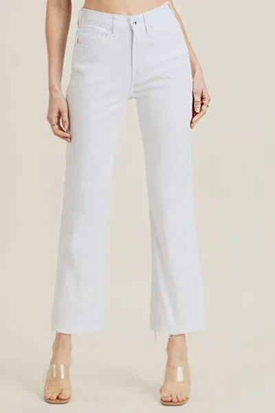 Risen Bailey Raw Hem Straight Leg Jeans In White