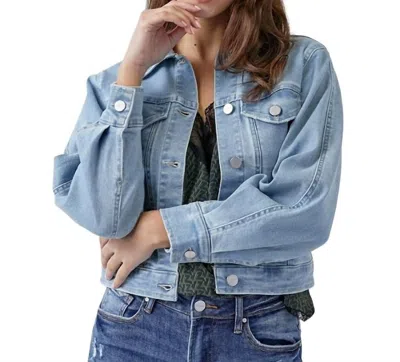 Risen Balloon Sleeve Denim Jacket In Light Wash In Blue
