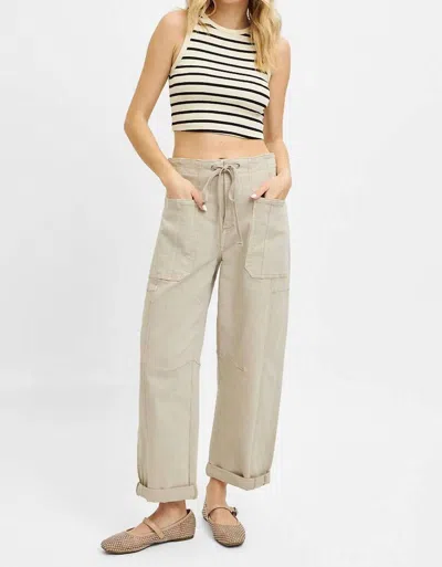 Risen Barrel-cargo Cuffed Pants In Beige In Brown