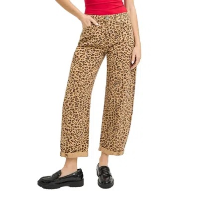 Risen Barrel High Rise Crop Jean In Leopard In Brown