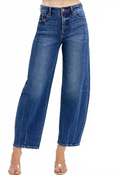 Risen Barrel Jeans In Dark Denim In Blue