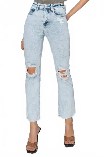 Risen Billie High Rise Distressed Ankle Jeans In Acid Light In Blue
