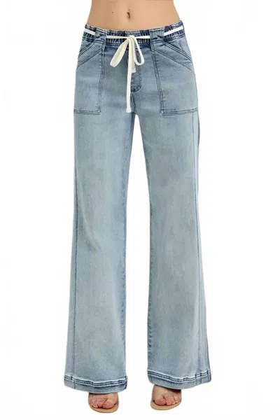 Risen Blaire High Rise Baggy Jeans In Medium Blue