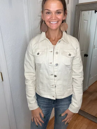 Risen Brinley Denim Jacket In Ivory In Multi
