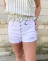 Risen Button Fly Distressed Cuffed Shorts In White In White