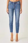 Risen Button Fly Relaxed Fit Skinny Jeans In Medium Wash In Blue