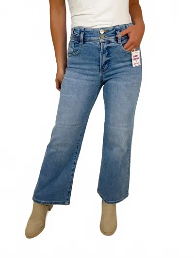 Risen Caitlyn Tummy Control High-rise Cropped Wide Leg Jeans In Medium Wash Denim In Neutral