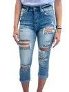 Risen Calculated Risk Capris Jeans In Blue In Blue