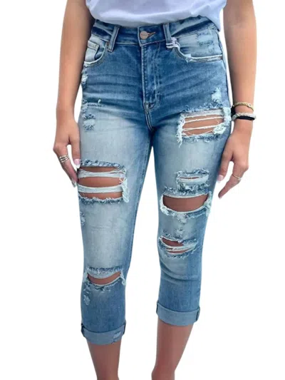 Risen Calculated Risk Capris Jeans In Blue