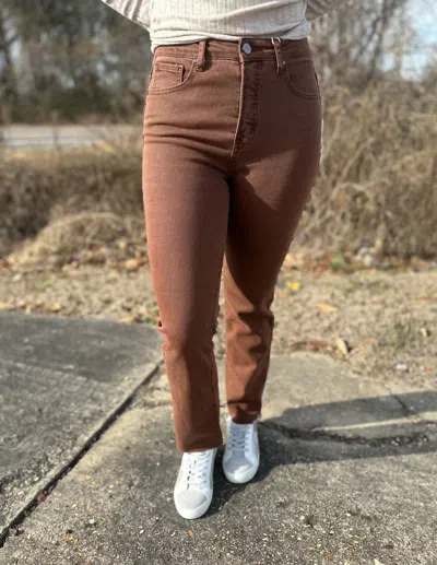 Risen Can't Love Them Enough Straight Pants In Espresso In Brown