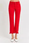 Risen Cardinal Cropped Jeans In Red