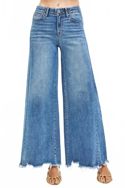 Risen Chatter High Rise Ankle Wide Leg Jeans In Blue