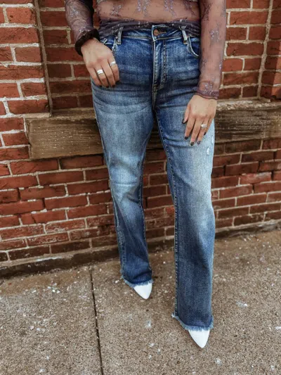 Risen Chelsy Long Straight Jeans In Dark Wash In Blue