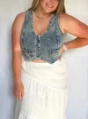 Risen Chloe Crop Denim Vest In Light Wash