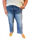 Risen Chloe Crossover Waist Straight Leg Jean - Plus In Medium Wash In Multi