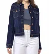 Risen Classic Vintage Denim Jacket In Solid Dark In Blue