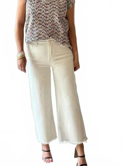 Risen Cream Cropped Jeans In Neutral