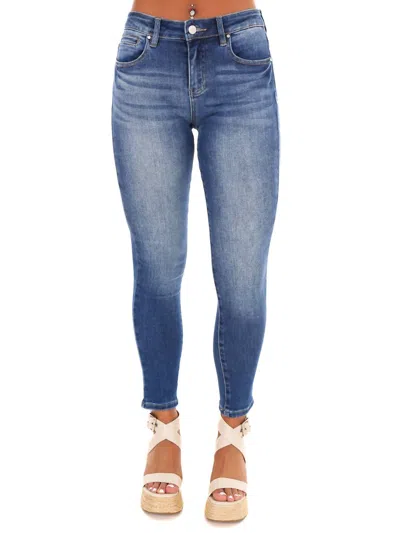 Risen Creating Memories Mid Rise Ankle Skinny Jeans In Dark In Blue