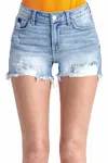 Risen Curvy Easy Living Denim Shorts In Medium Wash In Black