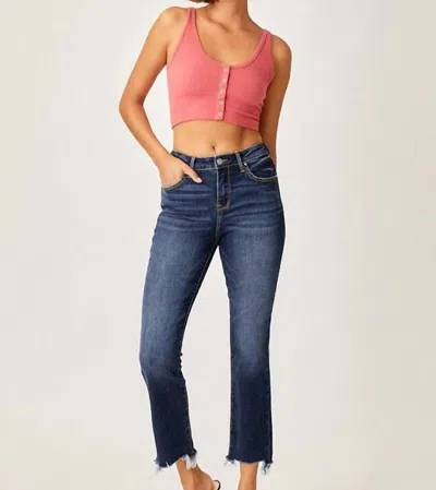 Risen Curvy High Rise Slim Straight Jeans In Blue