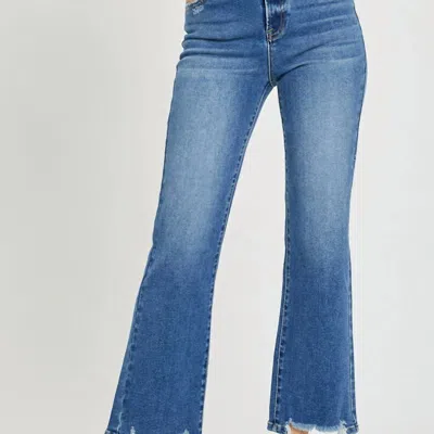 Risen Curvy Straight Leg Jeans In Medium Wash In Blue