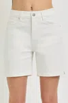 Risen Curvy Tummy Control Hight Rise Relaxed Mid Length Shorts In White In White