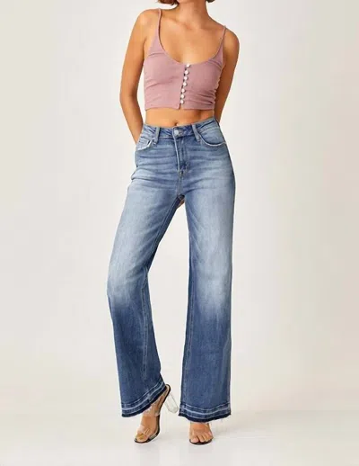 Risen Curvy Wide Leg Straight Jeans In Blue