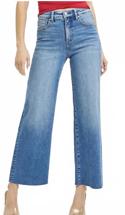 Risen Dane High Rise Crop Wide Leg Jeans In Medium Wash In Blue