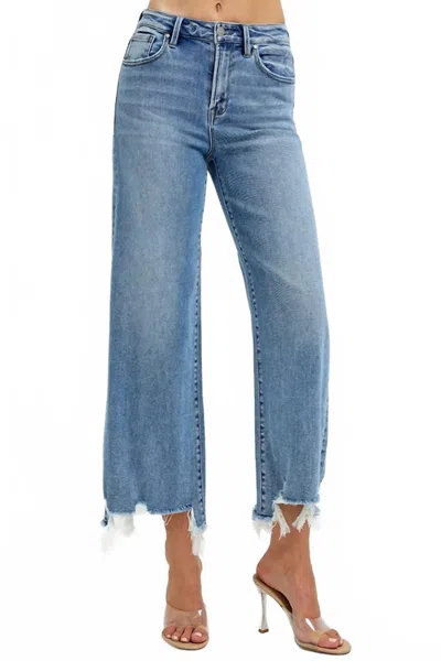 Risen Daphne High Rise Crop Wide Jeans In Blue