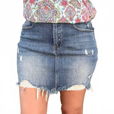 Risen Darline Denim Skirt In Medium Wash In Blue