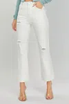 Risen Demi Distressed Straight Leg Jeans In White In White