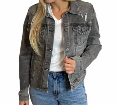 Risen Destroyed Denim Jacket In Light Grey