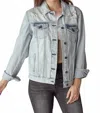 Risen Relaxed Vintage Distressed Denim Jacket In Light Wash In Blue