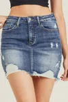 Risen Distressed Mini Skirts In Blue In Blue