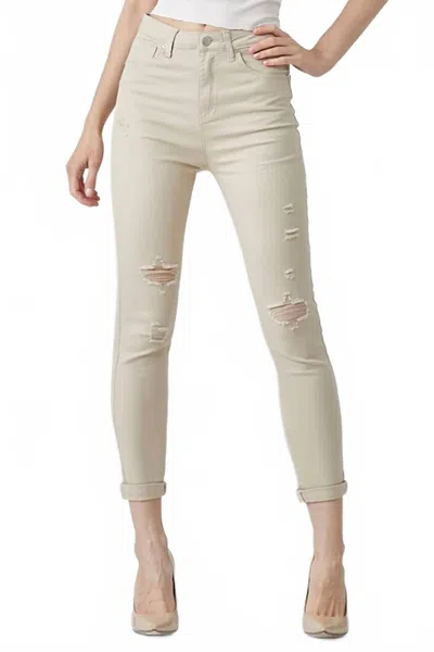 Risen Distressed Skinny Jean In Khaki In Neutral