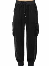 Risen Drawstring Tencel Big Pocket Joggers In Black In Black