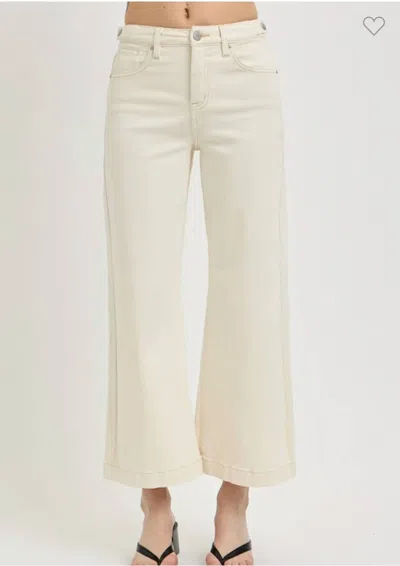 Risen Dune High Rise Crop Wide Leg Denim Jeans In Khaki In Neutral